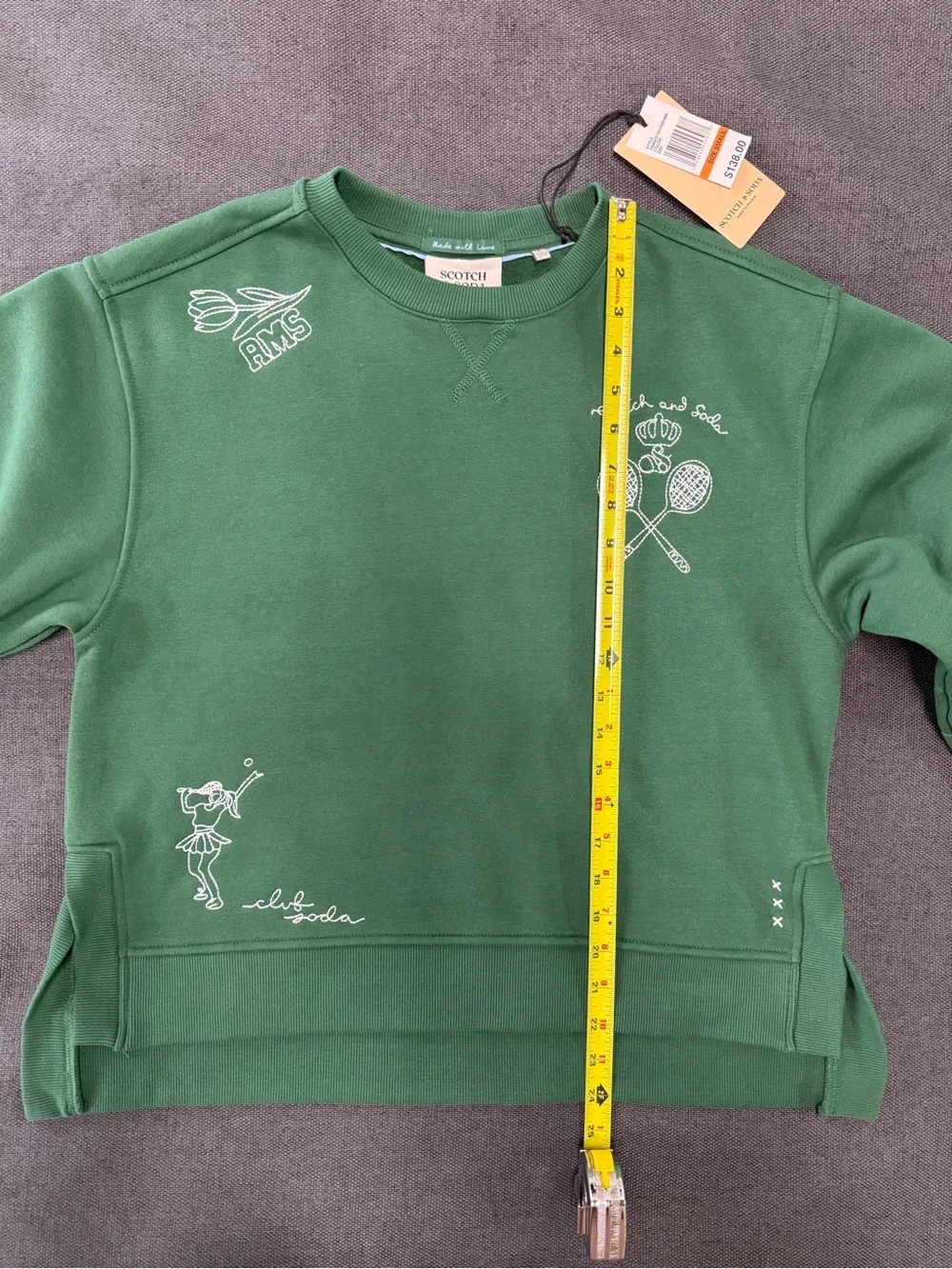 NWT Scotch & Soda Oversize Side Vent Sweatshirt Green Tennis US open 2025 Sz S